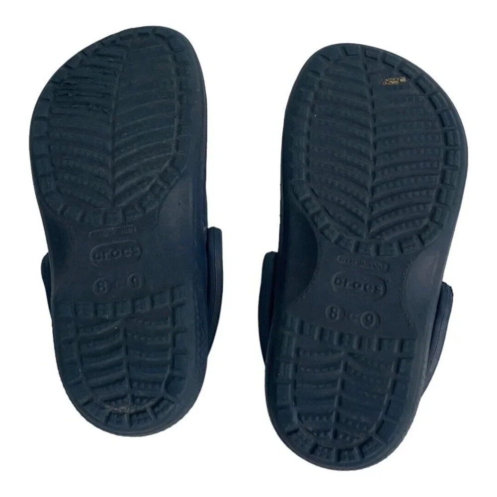 Crocs Navy Thong Flip Flops with Heel Strap Sandal Unisex Child Size 8-9 Slip on